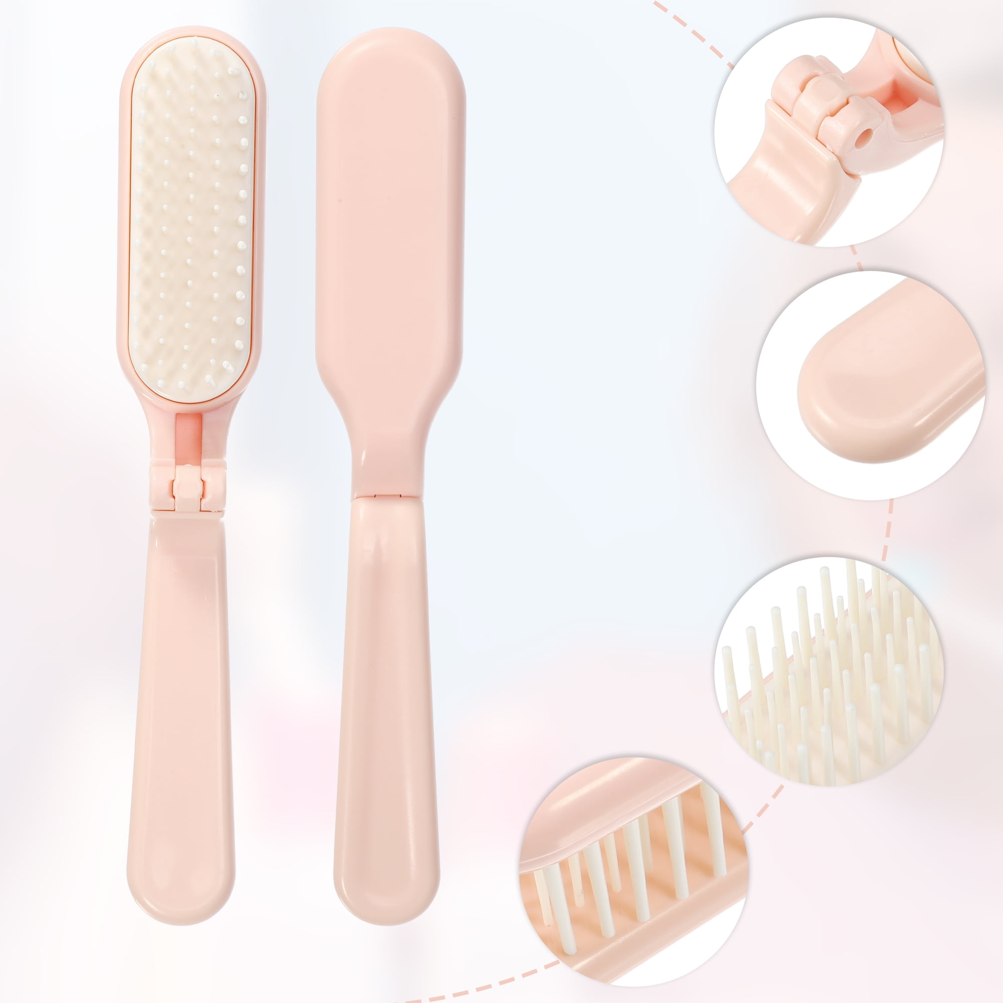 Unique Bargains 1Pc Women's Foldable Hair Brush for Curly Straight Thin Dry Wet Hair Pink