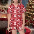 thumbnail image 2 of CAIVO Girls Christmas Printed 2 Piece Pajama Sets Lapel Short Sleeve Button Down Shirt With Shorts Children Kids Homewear Pjs, 2 of 4
