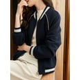 thumbnail image 3 of Classic Zipper Splice Varsity Jacket with Regular Sleeves, Black, Large, 3 of 5
