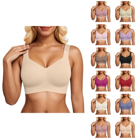 Jelly Bras for Women No Underwire Seamless Pullover Wireless T Shirt Bralettes Everyday Bra