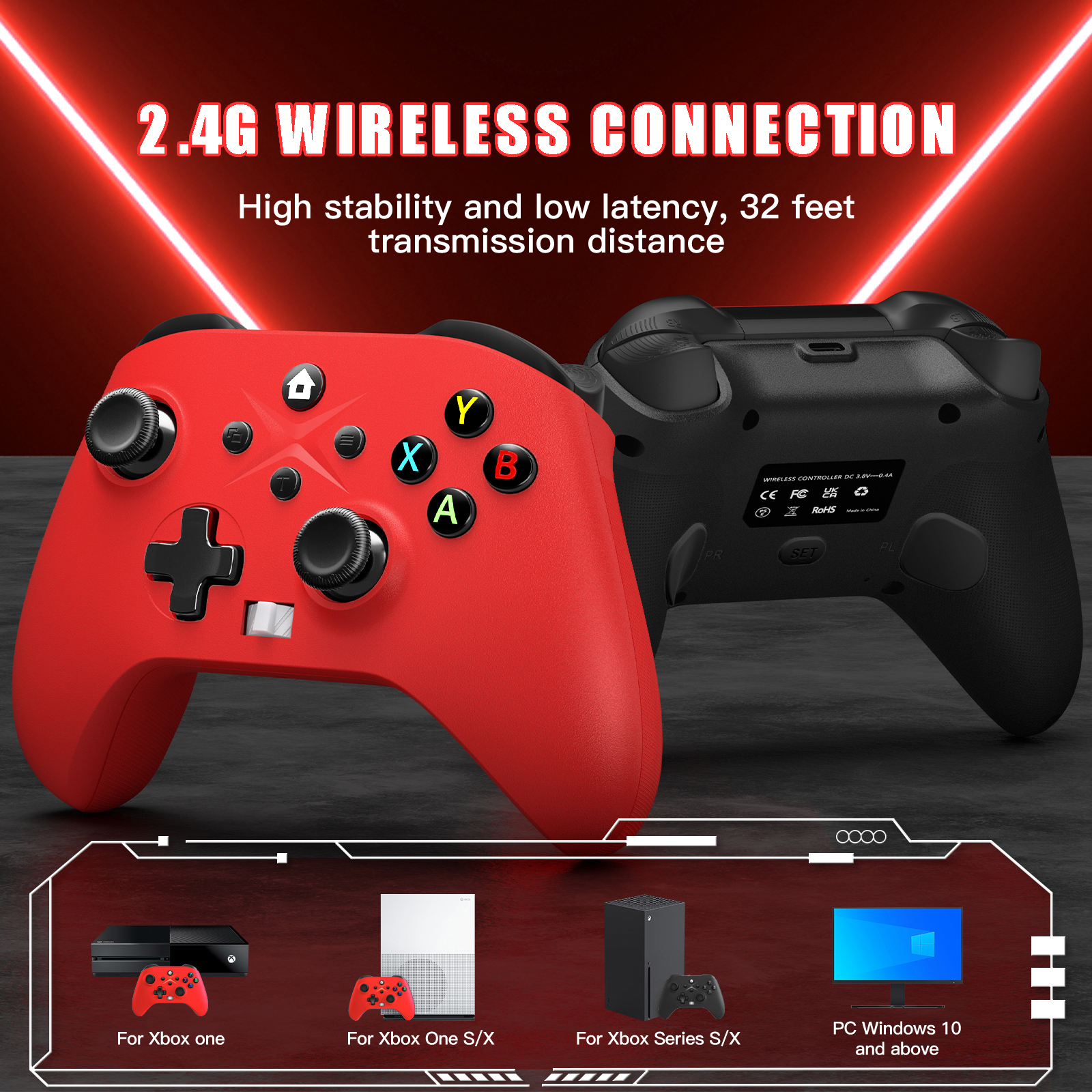 2 Pack Wireless Xbox One Controller, Compatible with Xbox One/One X/One S/Xbox Series S/Series X/PC