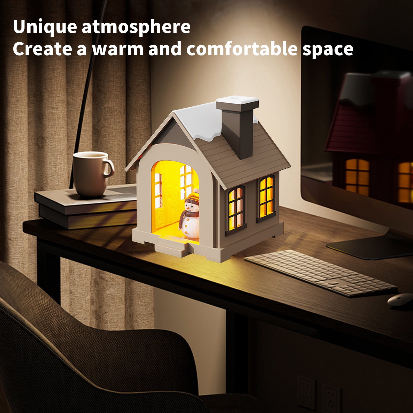 LACKUST Humidifiers for Bedroom,2025 New 500ML Cool Mist Humidifier, Quiet Night Light, 8-Hour Auto Power Off for Bedroom and Large Rooms,Brown