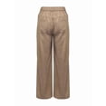 thumbnail image 5 of Women's Vintage Brown Wide Leg Pants With White Side Stripes, Button Zipper Pockets, Long Woven Fabric Trousers, Autumn Fashion Choice For Commute And Office, 5 of 7