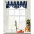 thumbnail image 4 of Fsddascl Navy Blue Moire Tie Up Valance Curtains for Windows, Kitchen Curtains Window Treatments, Water Ripple Stripe Farmhouse Short Window Shades Valances for Bedroom Bathroom Cafe 42"x18", 4 of 7