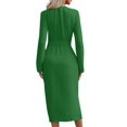 thumbnail image 4 of Women's Long Shirt Dress Mid Sleeve Button Casual Dresses Green S, 4 of 9