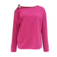 thumbnail image 5 of zuwimk Womens Tops Casual,Women's Ruched Tie Up Crop Top Basic Long Sleeve Cut Out T Shirt Hot Pink,S, 5 of 5