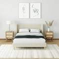 thumbnail image 2 of Mainstays Kelsey Upholstered Platform Bed Frame with Tufted Wingback Headboard, No Box Spring Required, Queen, Cream Velvet, 2 of 16