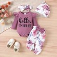 thumbnail image 2 of TOWED22 Baby Girls Clothes Infant Romper Bodysuit Pants Set with Headband Hat 4Pcs Toddler Girls Clothing Set,0-1 M, 2 of 9