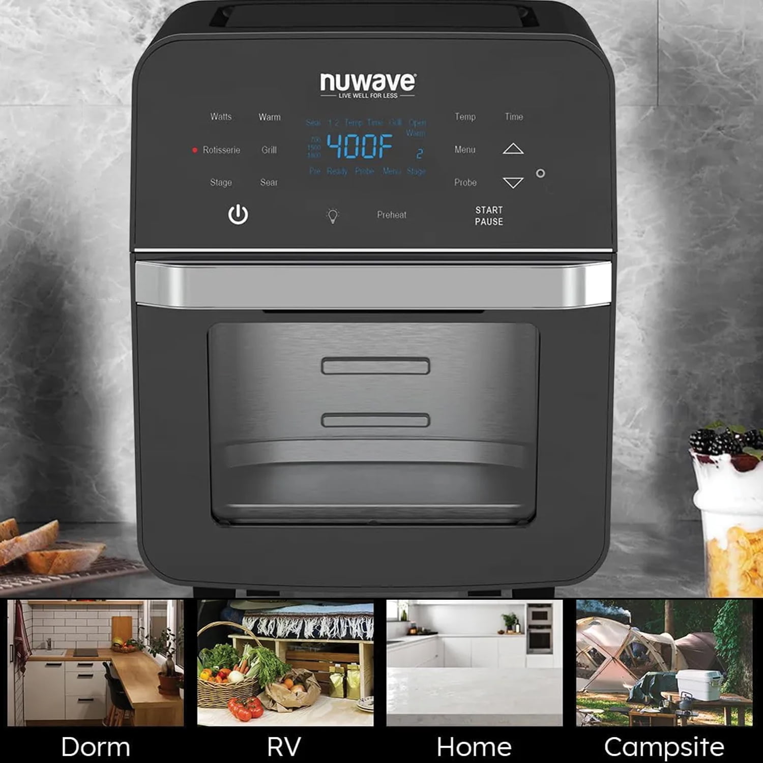 Nuwave Brio 15.5 QT Digital Air Fryer, X-Large Family Size Air Fryer Rotisserie Oven