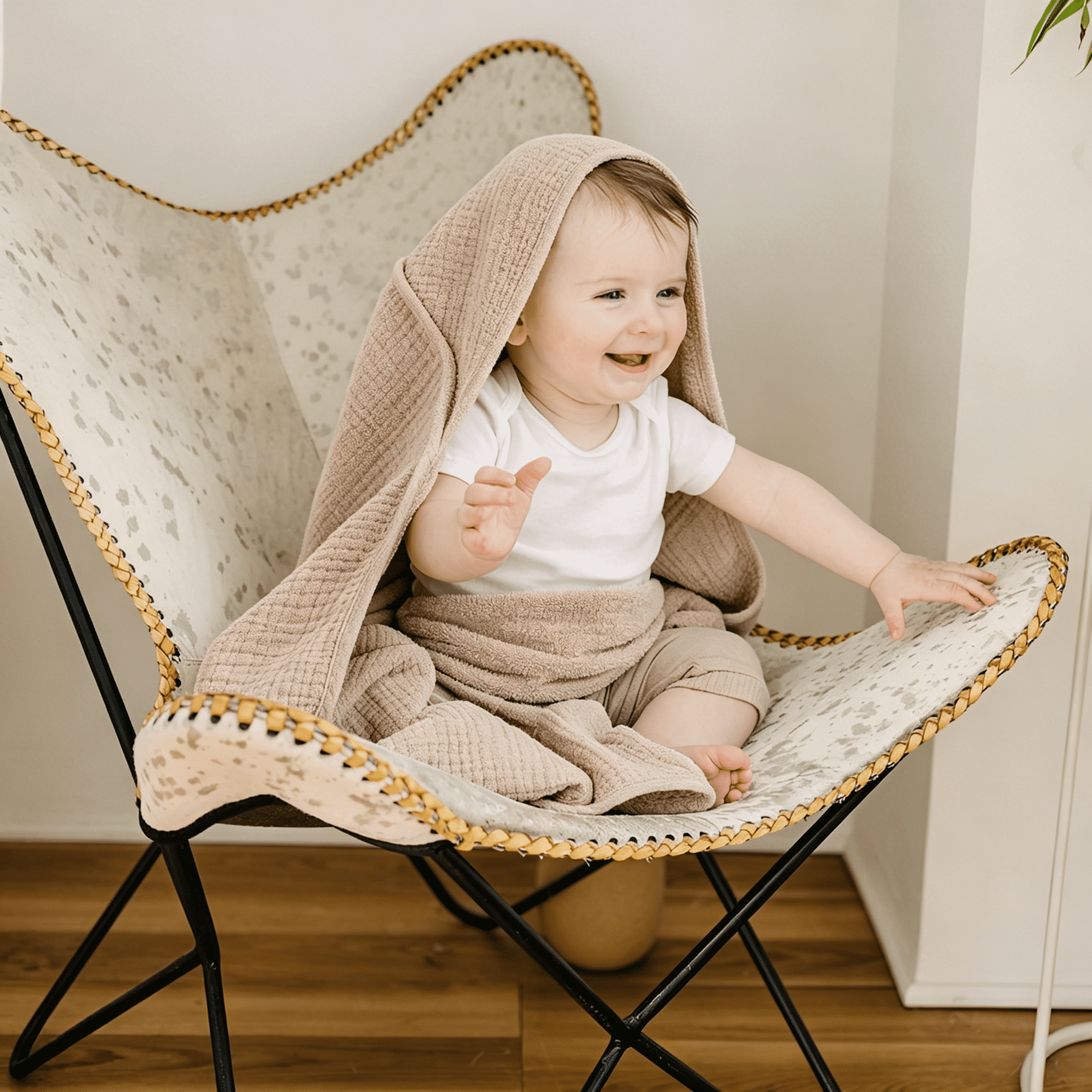 AUQ 2026 New Hooded Baby Towels for Newborn 2 Pack 100% Muslin Organic Cotton Baby Bath Towel with Hood for Babies,Infant,Toddler&Kids,32X32Inch,Soft&Absorbent Newborn Essential,Beige&Coffee