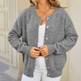 thumbnail image 4 of Fmbrln Womens Trendy Solid Knitted Cardigan Sweaters Long Sleeve Button Open Front Cardigans Casual Loose Comfy Cardigan Coat with Pockets Gray XL, 4 of 5