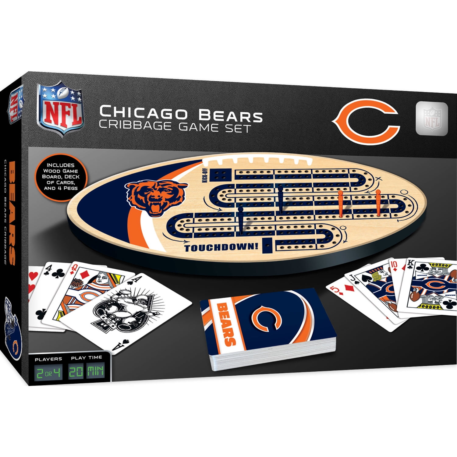 MasterPieces Officially Licensed  NFL Chicago Bears Wooden Cribbage Game for Adults