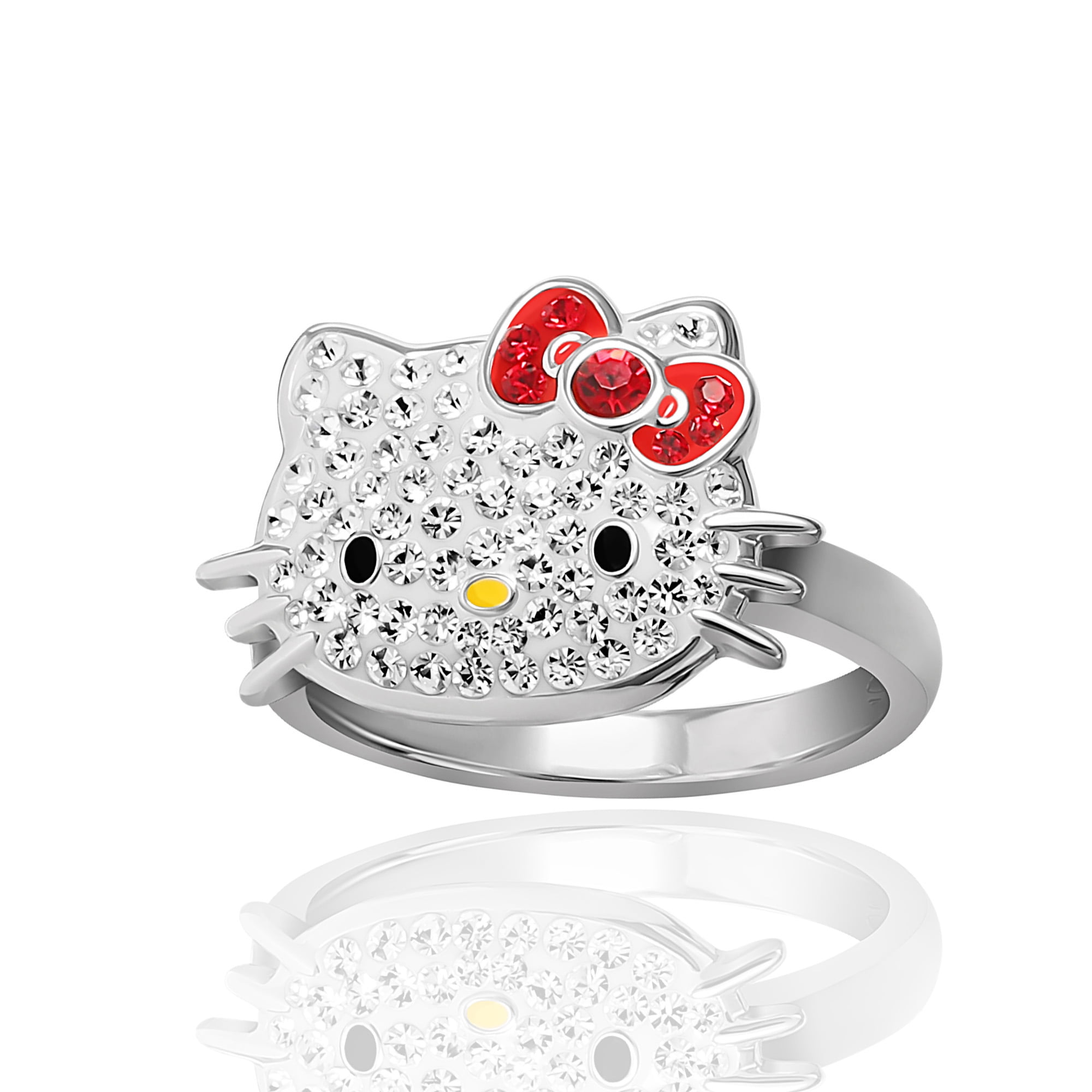 Sanrio Hello Kitty Silver Plated Crystal Ring Hello Kitty Ring Size 5