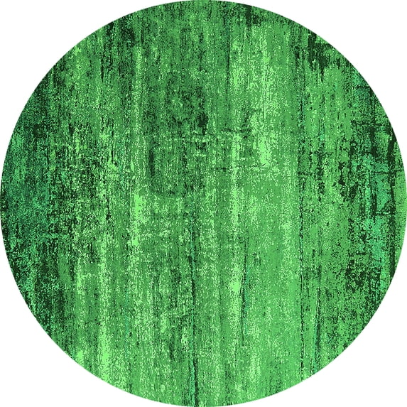 Ahgly Company Indoor Round Oriental Green Industrial Area Rugs, 4' Round