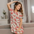 thumbnail image 3 of Hirioo Crab Lobster 1 for Women’s Nightdress Comfortable Short Sleeve Nightwear Casual Sleep Dress, 3 of 6