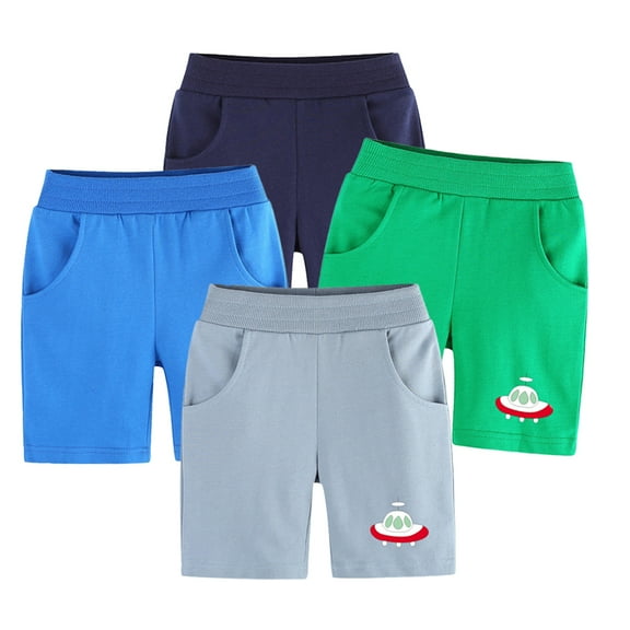 MXIEZI Baby Boys Cotton Shorts Pants Toddler Athletic Elastic Waist Five-Quarter Pant Kids Summer Breathable Casual with Pockets Pants for 1-9 Years old