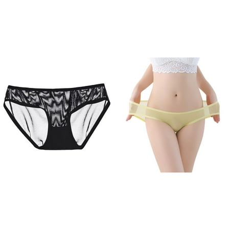 (2-Pack) Kcodviy Womens Low Waist Sheer Lift Underwear Women Mesh Briefs Cute Seamless Underwear for Women Panties for Women