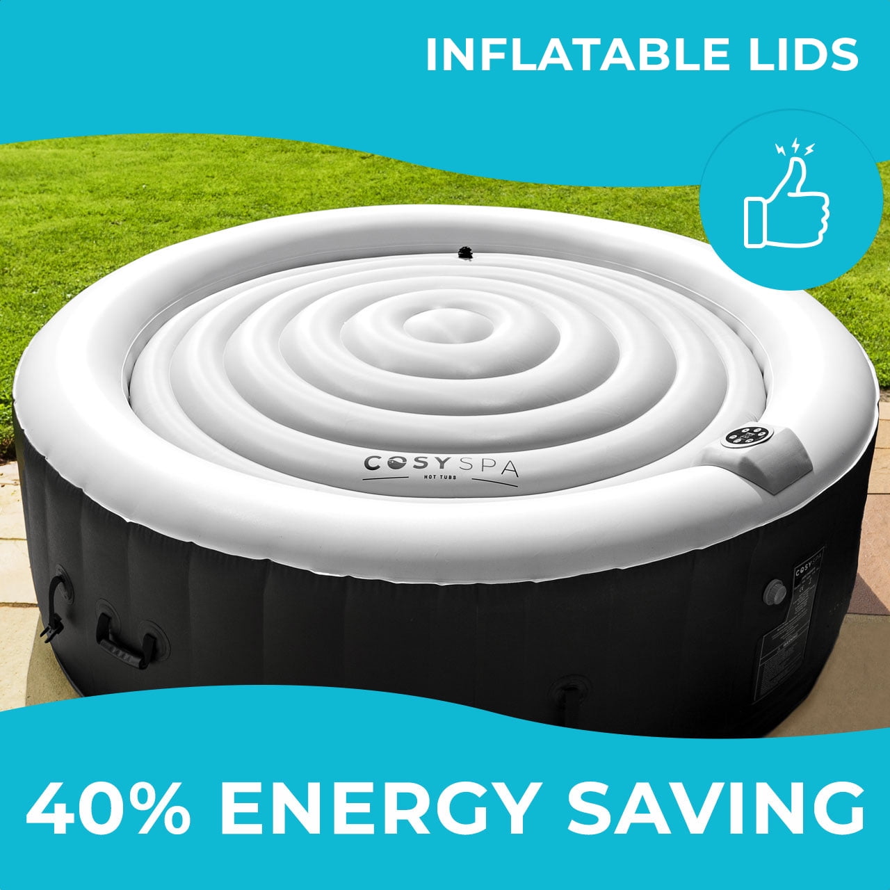 CosySpa Inflatable Hot Tub Covers - Energy-Saving & Effectively Protect Hot Tub Water from dirt and leaves (4-6 persons size with 1.6m diameter)