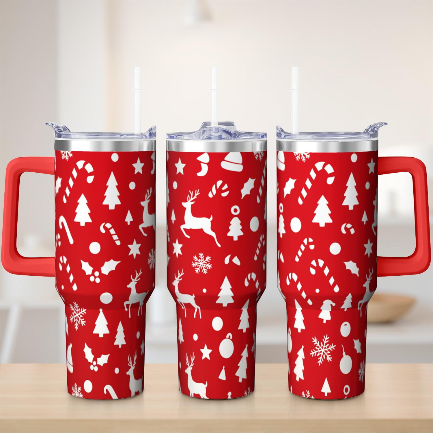 1pc 40 oz Christmas Tumbler with Lid and Straw Stainless steel Insulated tumblers Cute water bottle Travel/Gym coffee tumbler Gifts for Women/men
