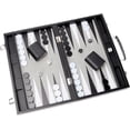 thumbnail image 1 of Backgammon Hanylish de Cuero Sintético con Estuche, Set Completo, Negro, 1 of 4