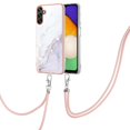 thumbnail image 3 of SaniMore for Samsung Galaxy A04E Case with Detachable Crossbody Lanyard Shockproof TPU Backplane Marble Pattern Luxury Fashion Anti-drop Slim Lightweight Cover, White, 3 of 4