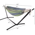 thumbnail image 2 of Double Brazilian Hammock with Stand Included – Woven Cotton, 2-Person, Outdoor Swing with Frame for Camping, Backyard, or Patio by ZXNYH (Blue, Yellow & White), 2 of 6
