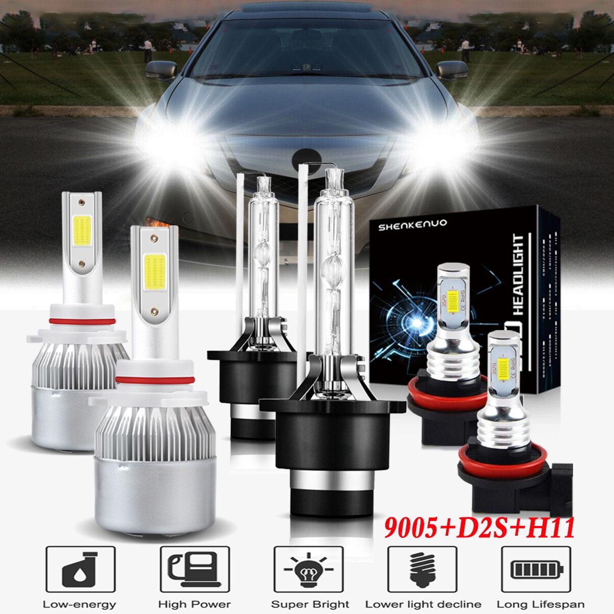 9005  D2S  H11 LED Headlight Fog Light Bulb Kit For  2007-2013 Acura MDX White
