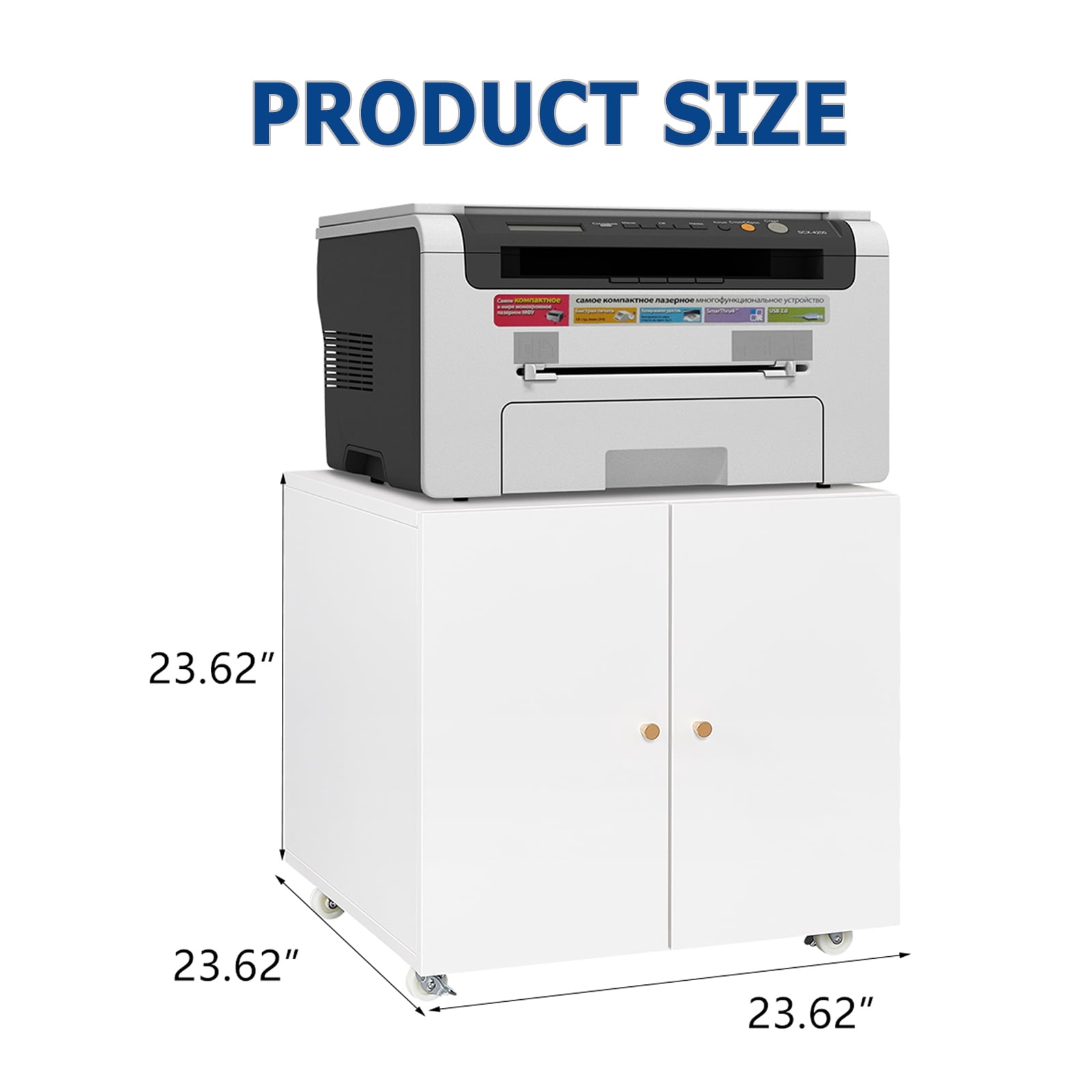 Tzou Steel Printer Cabinet with Wheels - Mobile Printer Stand with Adjustable Shelf & Storage for Home Office, Compact File Cabinet for Small Spaces