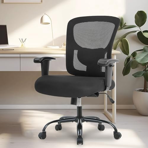 PayLessHere 500lb Capacity Mesh Office Chair, Ergonomic Swivel Desk Chair with Lumbar Support for Adults, Black