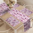 thumbnail image 2 of Ambesonne Purple Table Runner & Placemats, Romantic Birds Flowers, Placemat 4 pcs + Runner 14"x72", Mauve Plum Pink, 2 of 2