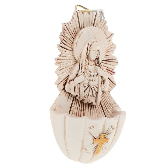 WEAVILUX Weavilux Holy Water Font, Light Yellow Resin, Graceful Church Wall Hanging Decor