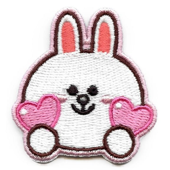 Line Friends Bunny Cony Patch Holding Hearts Embroidered Iron On