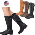 thumbnail image 4 of Women PU Leather Knee High Boots Low Heel Side Zipper Walking Riding Boots, 4 of 4