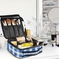 thumbnail image 5 of FORMRS Travel Makeup Bag Large Capacity Train Case Cosmetic Organizer with Adjustable Dividers, Blue Plain, 5 of 8