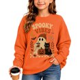 thumbnail image 2 of ZHOGXU Halloween Themed Girls Ghost Pumpkin Cat Print Pullover Sweatshirt Long Sleeve O Neck Top For Kids Casual School Streetwear,Orange,1-2 Years, 2 of 4