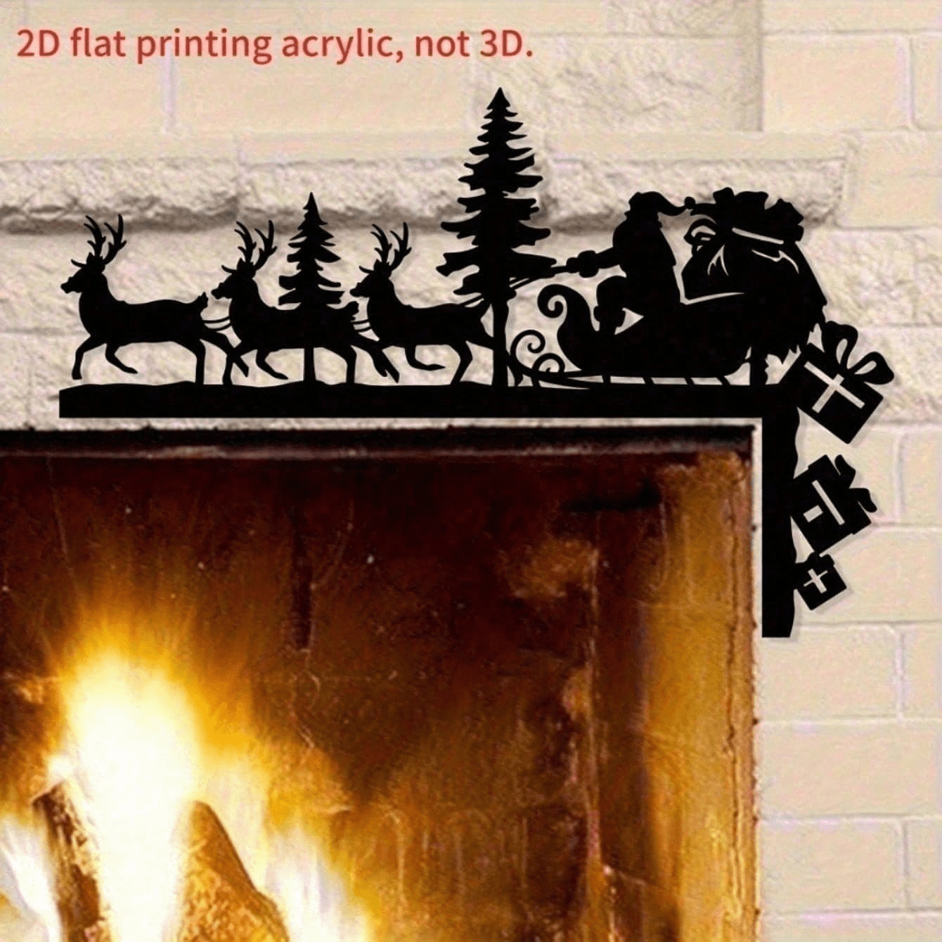 3D Santa Silhouette Wall Art with Reindeer Antlers Holiday Hanging Ornaments for Home Decor