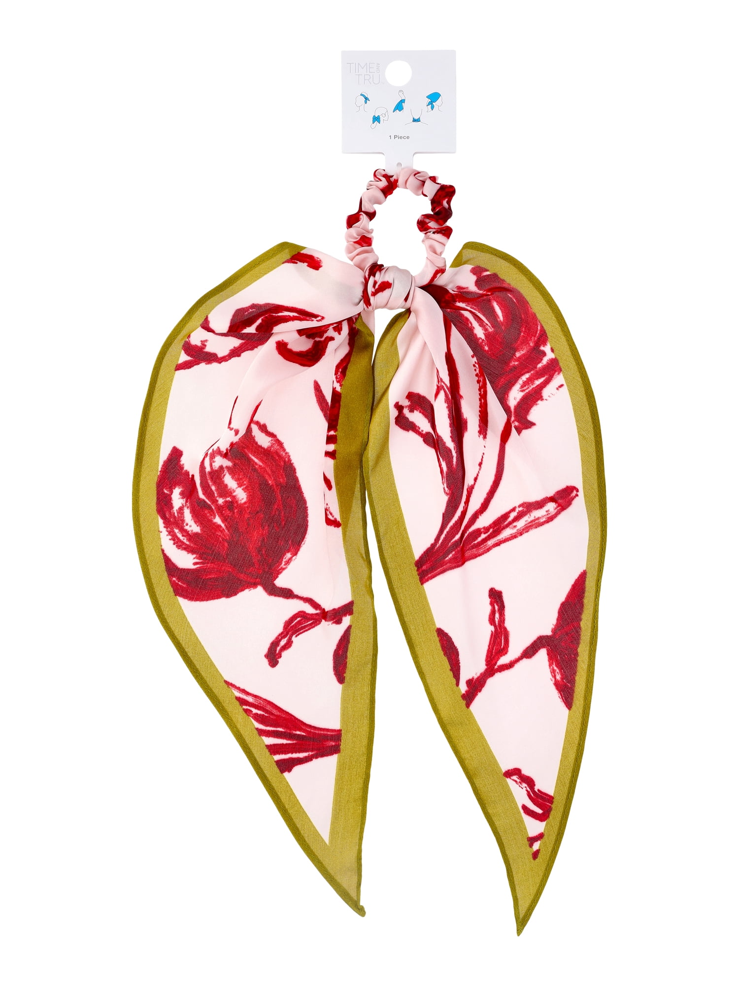 Time and Tru Women's Print Pony Scarf Hair Accessory, Blush