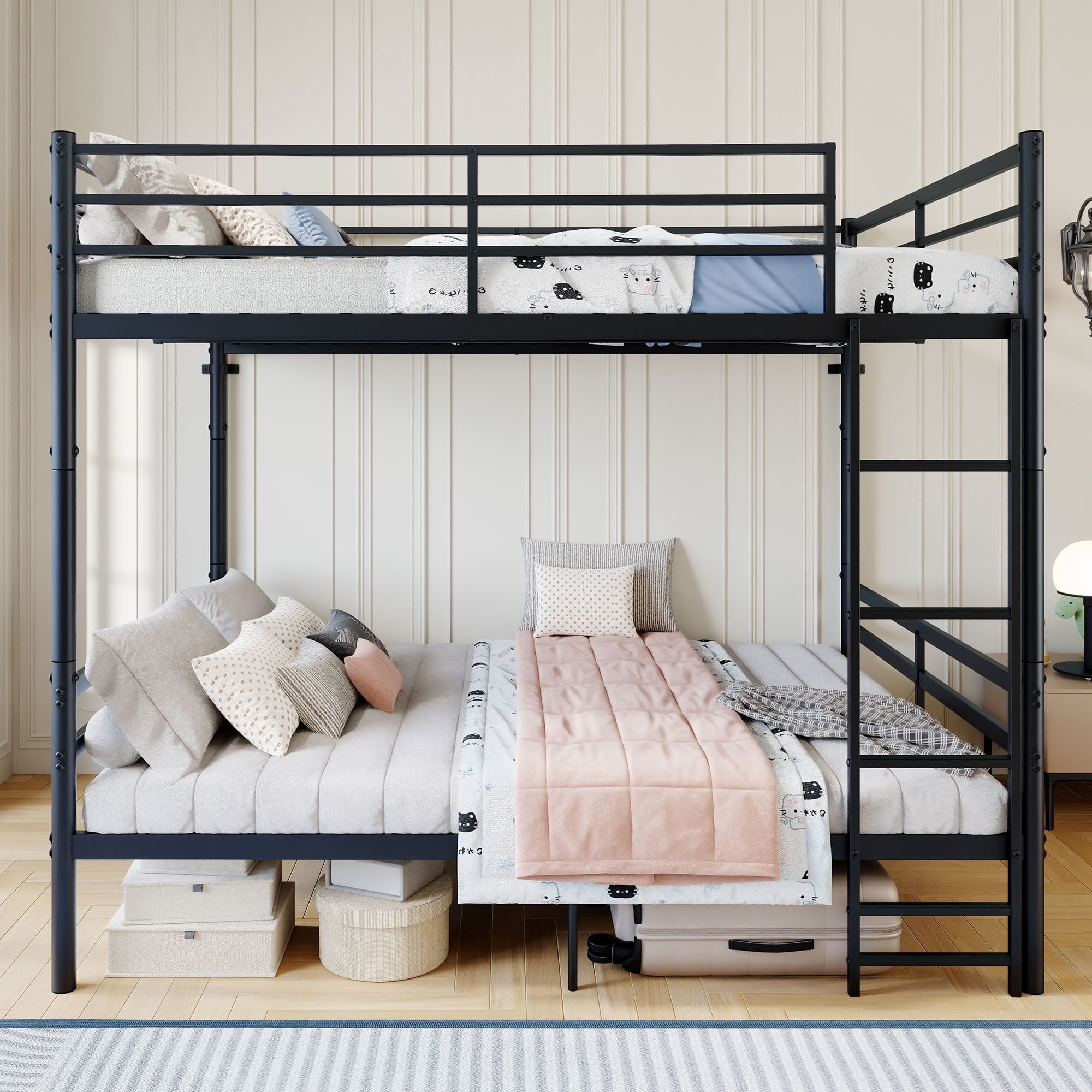 MAYEERTY Full Over Full Metal Bunk Bed for Kids Teens Adults, Heavy Duty 990 lbs Capacity, Separable into Two Full Size Beds, No Box Spring Needed