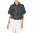 thumbnail image 2 of HAPPY BAY Women's Casual Hawaiian Short Sleeve Blouse Shirt Solid Blouses Button Up Dress Tops Tee Shirts Tank Top Women S Slate, Parrot, 2 of 5
