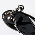 thumbnail image 3 of Women Jelly flip Flop Bow Sandals-Beach Flat Rivets Rain Ankle Strap Thong Black, 3 of 5