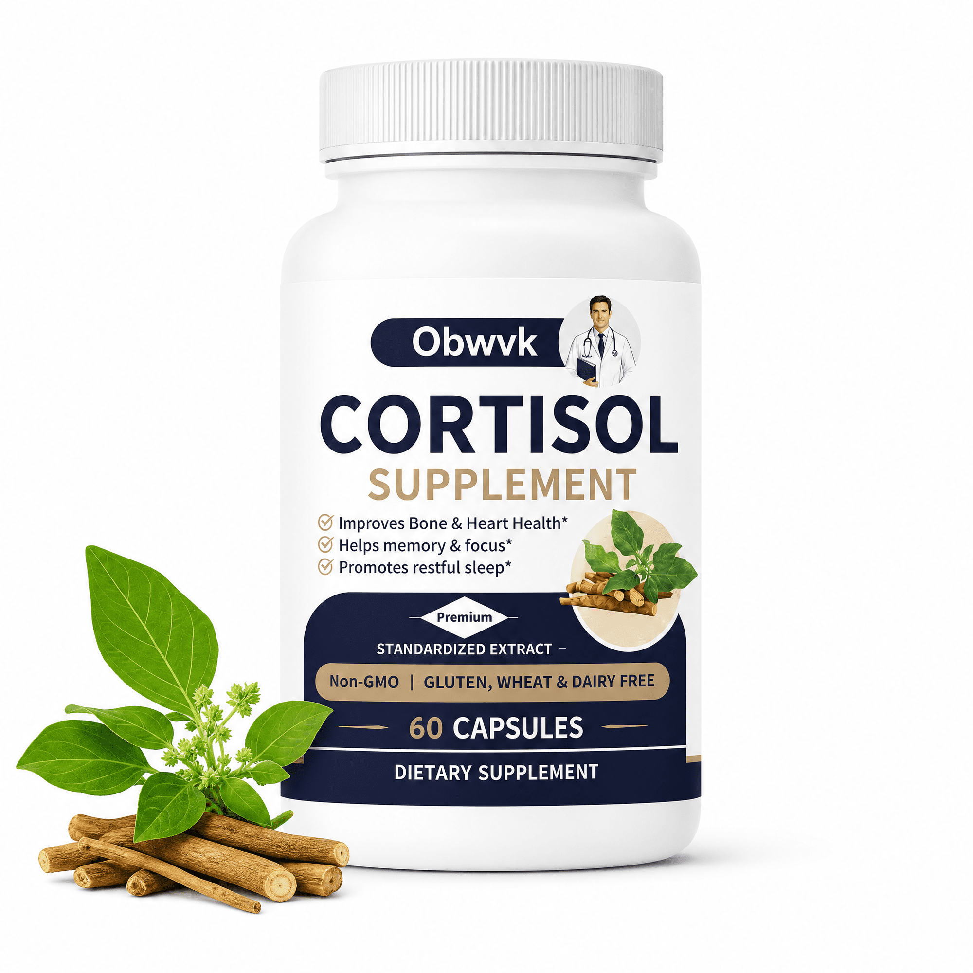 Cortisol Reducer Supplement Stress & Sleep Support Supplement – 10-in-1 with Magnesium, Ashwagandha & L-Theanine for Mood & Relaxation, 60 Ct