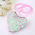 thumbnail image 3 of Bolso de bebé con forma de corazón de lentejuelas de princesa, monedero de chico de color sólido bonito para niña pequeña, bolsos de hombro brillantes para niños, 3 of 5