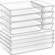 thumbnail image 1 of Juego de 12 bandejas organizadoras de cajones grandes de plástico transparente | Almacenamiento de cajones acrílico multiuso para cocina, baño, maquillaje, oficina, escuela, ropa interior, 1 of 4