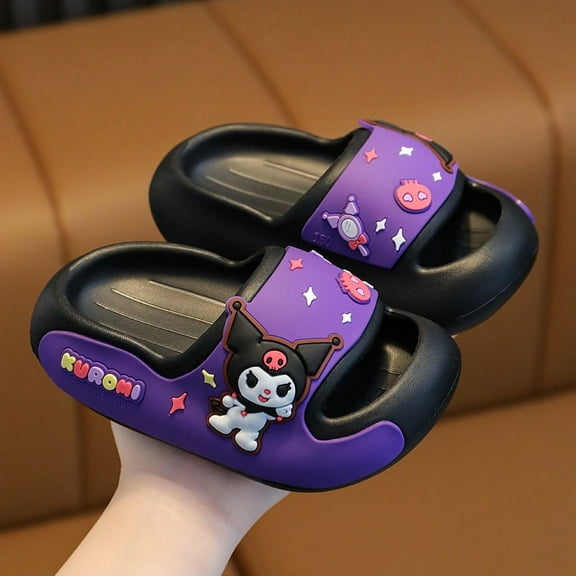 Cartoon Kuromi Slides Beach Sandals Slippers for Girls Kids Children Womens