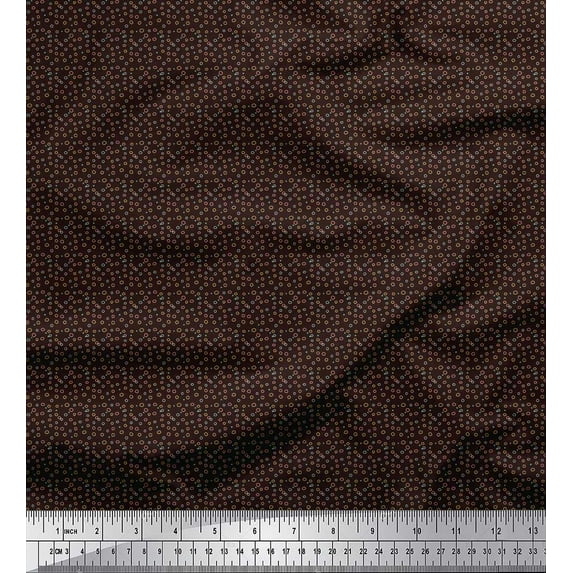 Soimoi Brown Cotton Jersey Fabric Line & Circle Geometric Print Fabric by the Yard 58 Inch Wide
