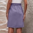 thumbnail image 4 of Women's Tie Waist Casual Skirt with Pockets, Ruffle Elastic Waist Solid A-Line Midi Skirt, Summer Casual Work Daily Skirt for Women 06-Purple S, 4 of 5