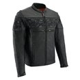thumbnail image 2 of Milwaukee Leather MLM1500 Men's Crossover Black Leather Scooter Jacket with Reflective Skulls - Large, 2 of 4