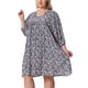 thumbnail image 4 of Vestido de Verano de Talla Grande para Mujeres con Cordón en el Escote en V, Vestidos Midi Fluidos 1X Azul Marino, 4 of 6