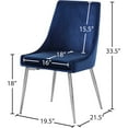 thumbnail image 3 of Meridian Furniture Karina Navy Velvet Dining Chair (Set of 2), 3 of 5