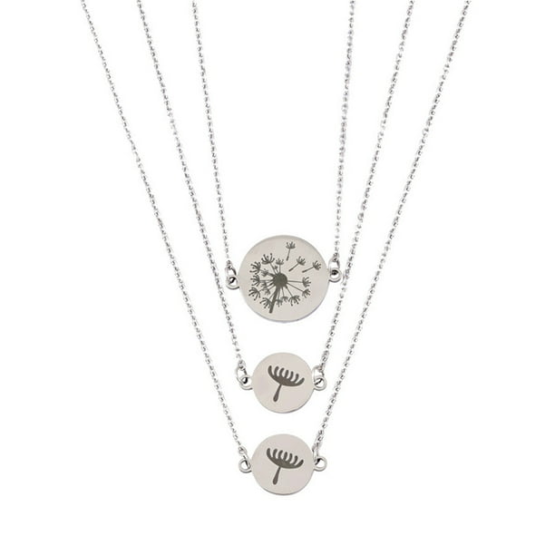 KAKOWELY Collar de diente de león de acero inoxidable de 3 piezas, cadena de cuello de moda, regalo para el Día de la Madre